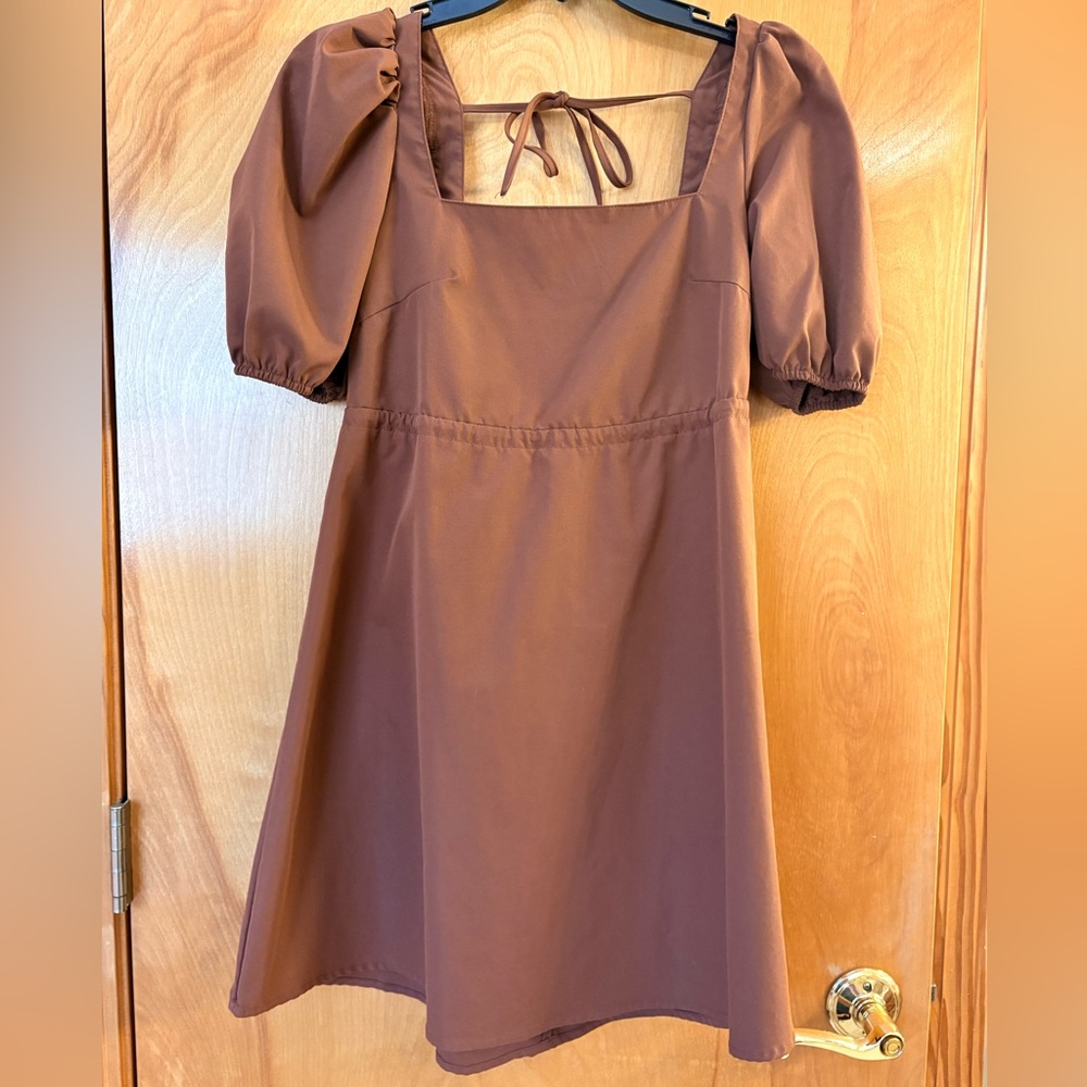 SHEIN Brown Long Sleeve Dress